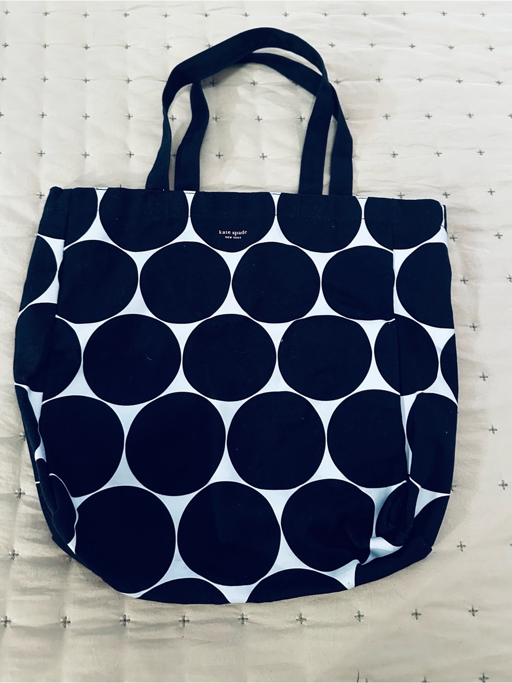 kate spade Navy and Light Blue and Large Dot Canvas Tote